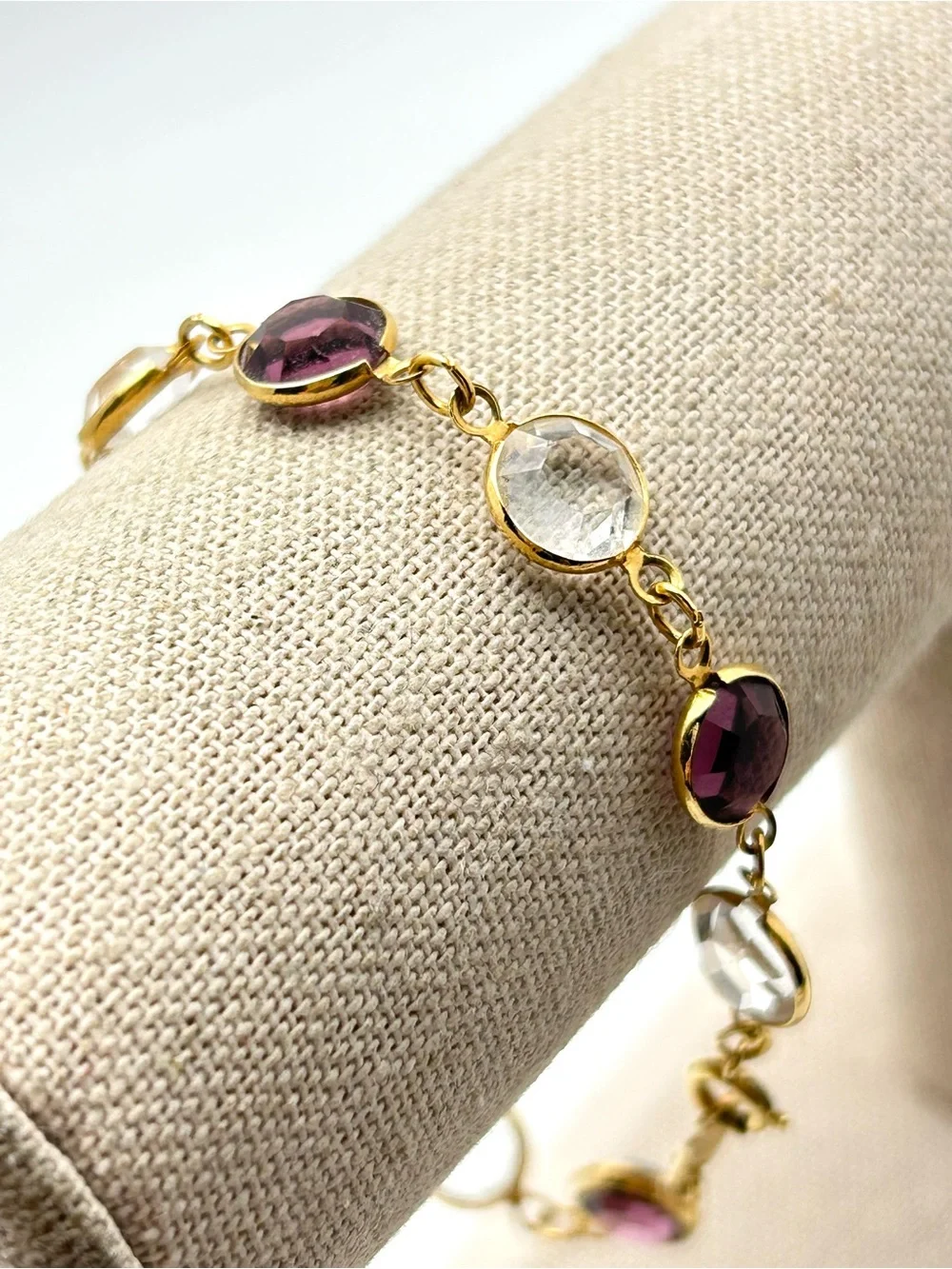 Swarovski Crystal Purple and Clear Bezel Bracelet